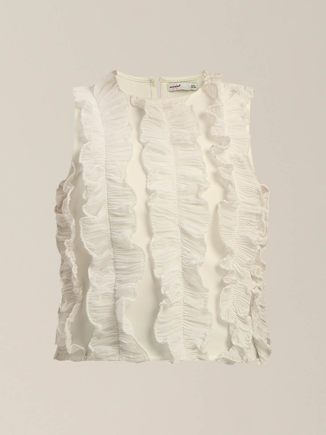 GIRLS White Ruffle Sleeveless Top