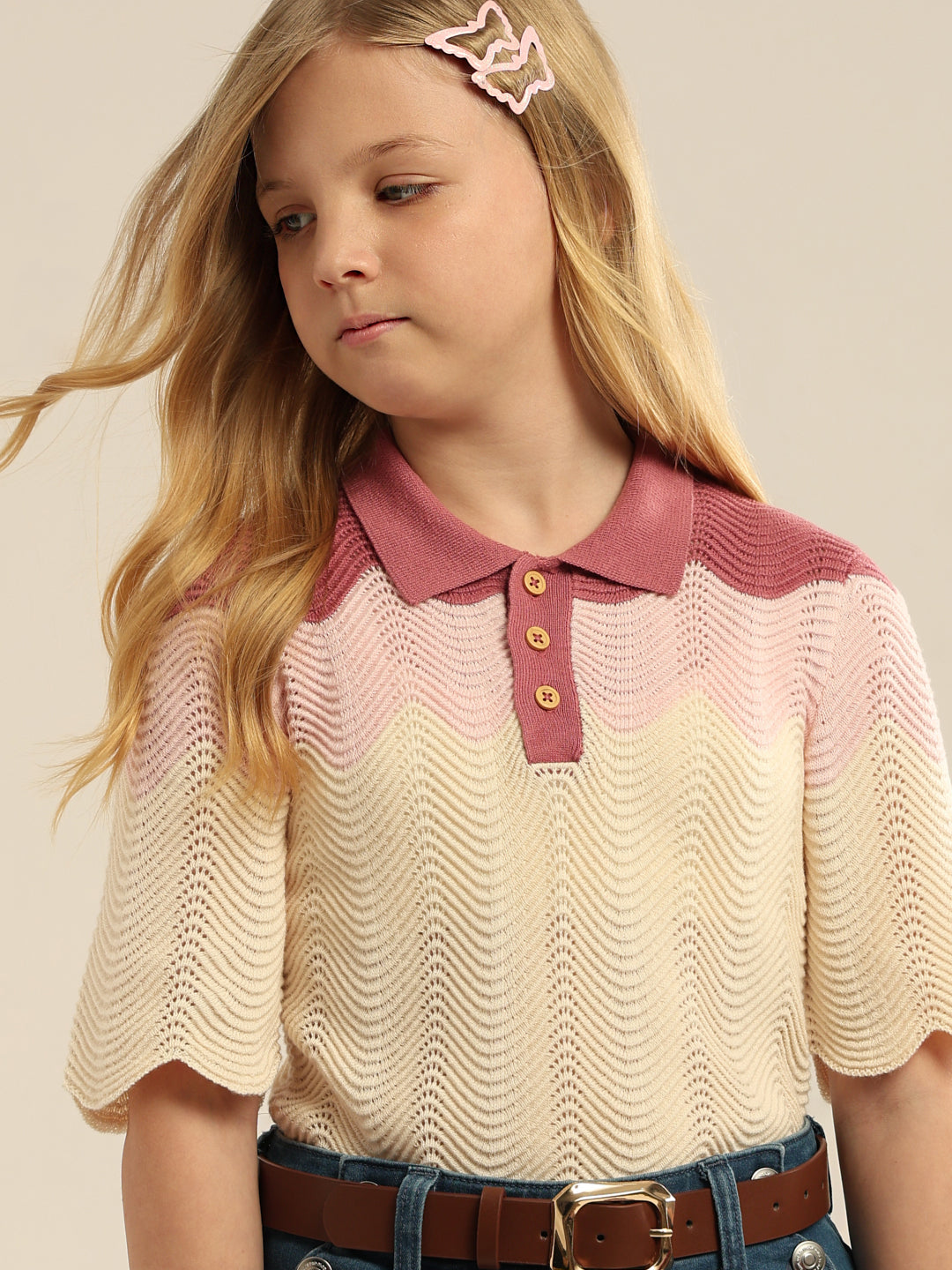 GIRL Colourblocked Knitted Polo