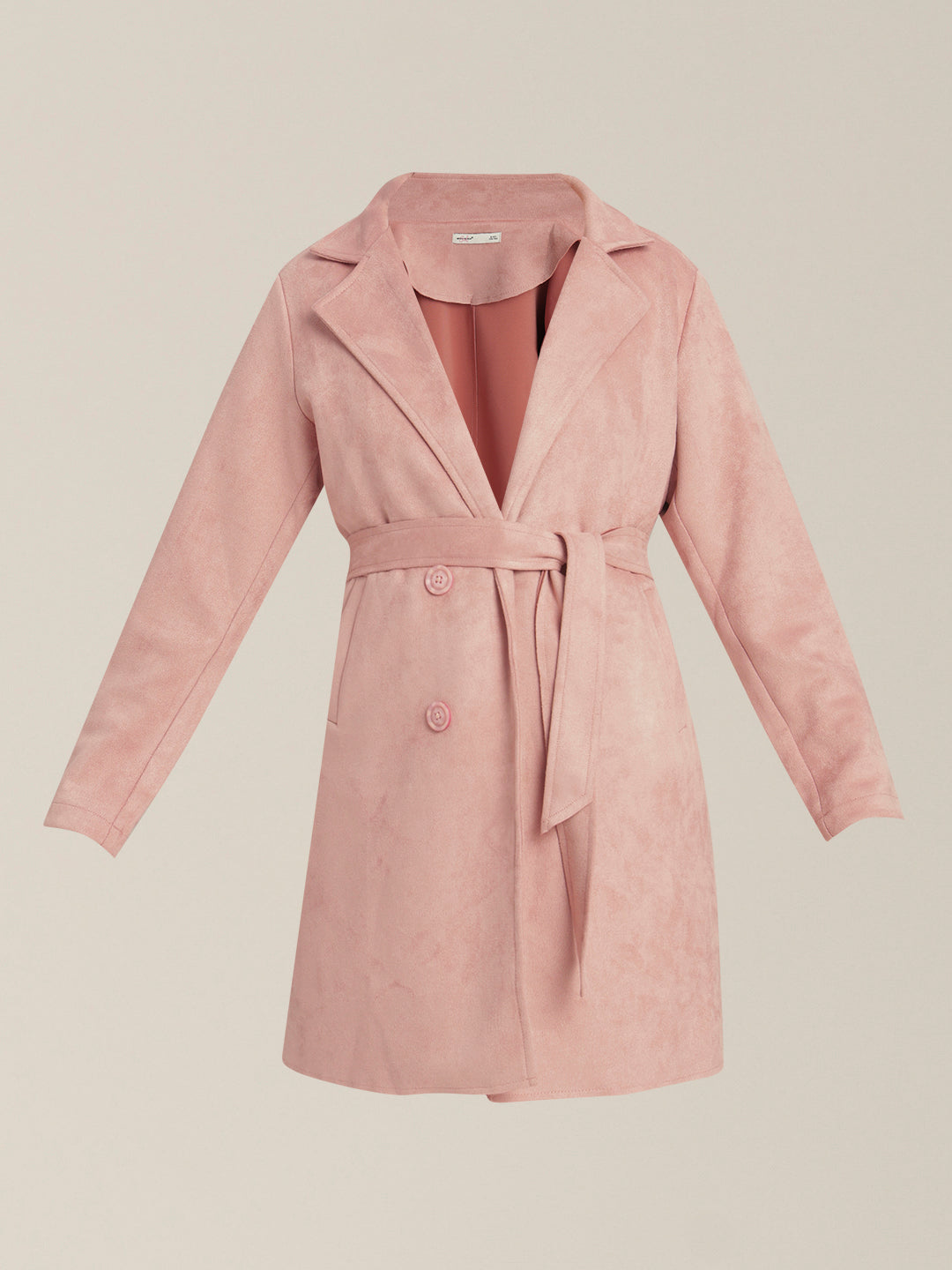 Girls Pink Belted Trench Coat