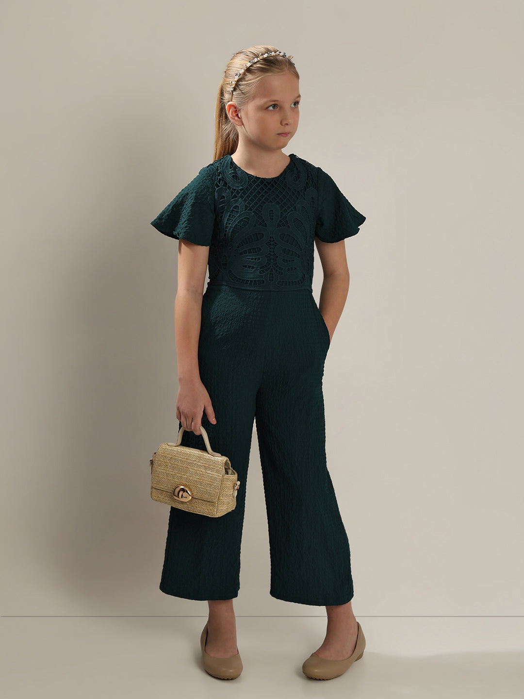 GIRL Dark Green Lace Jumpsuit