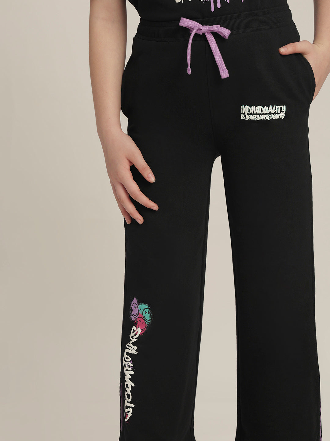 Girls Smiley World Print Joggers
