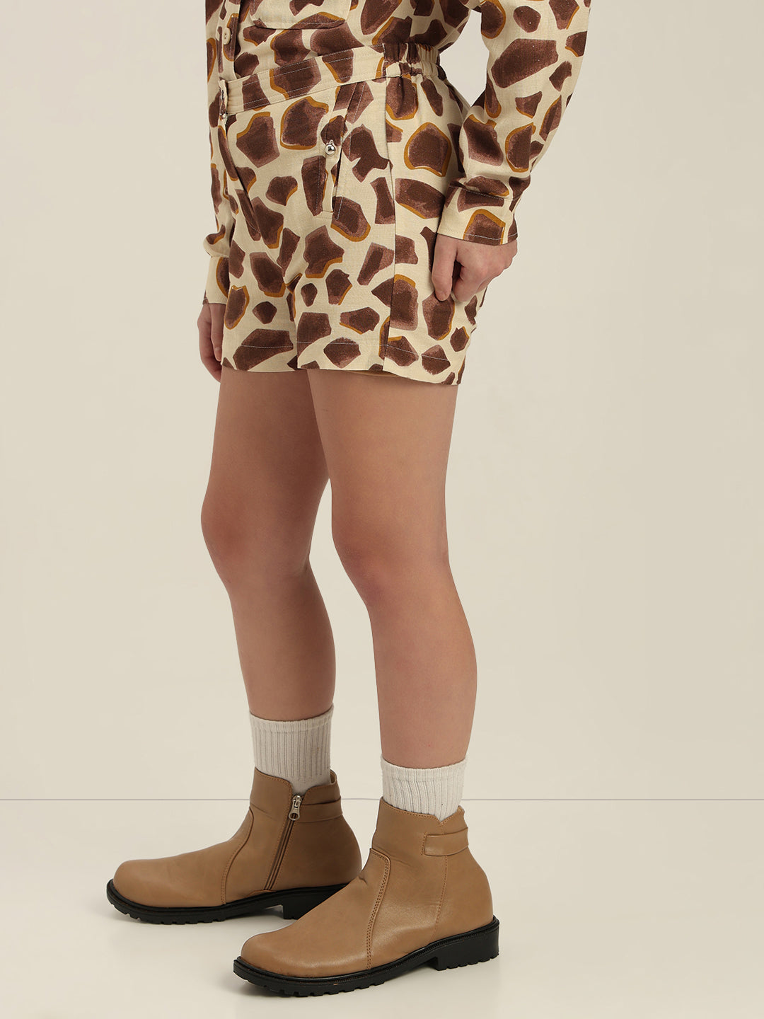 GIRL Animal Print Cotton Shorts