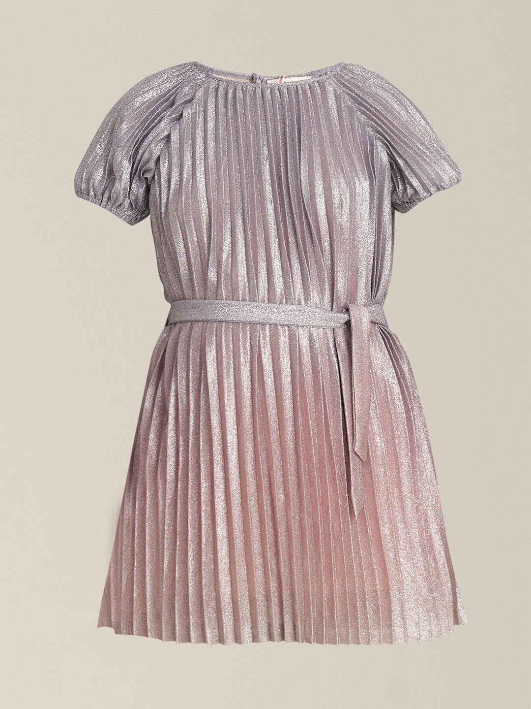 Girls Pleated Metallic Dress