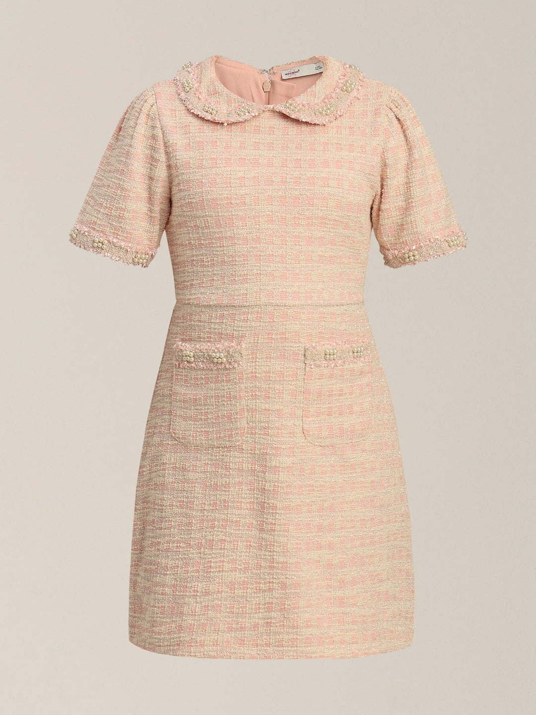 Girls Textured Pearl Embellished Dress