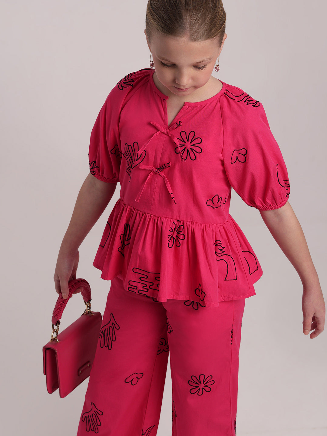 GIRL Printed Peplum Top