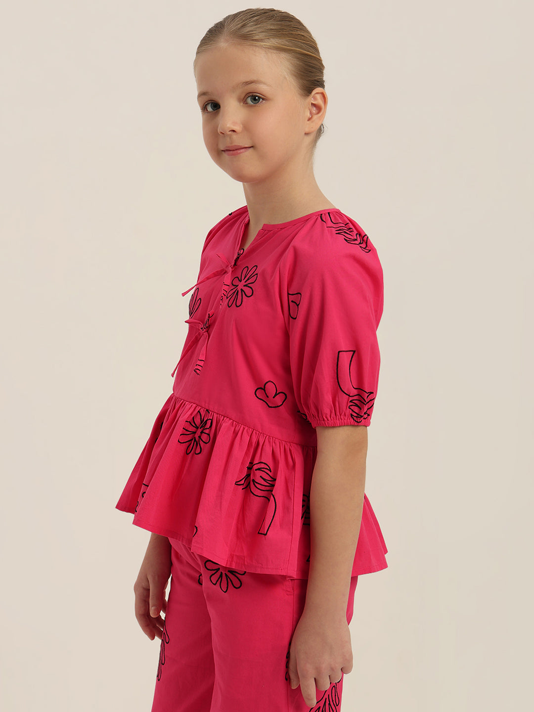 GIRL Printed Peplum Top