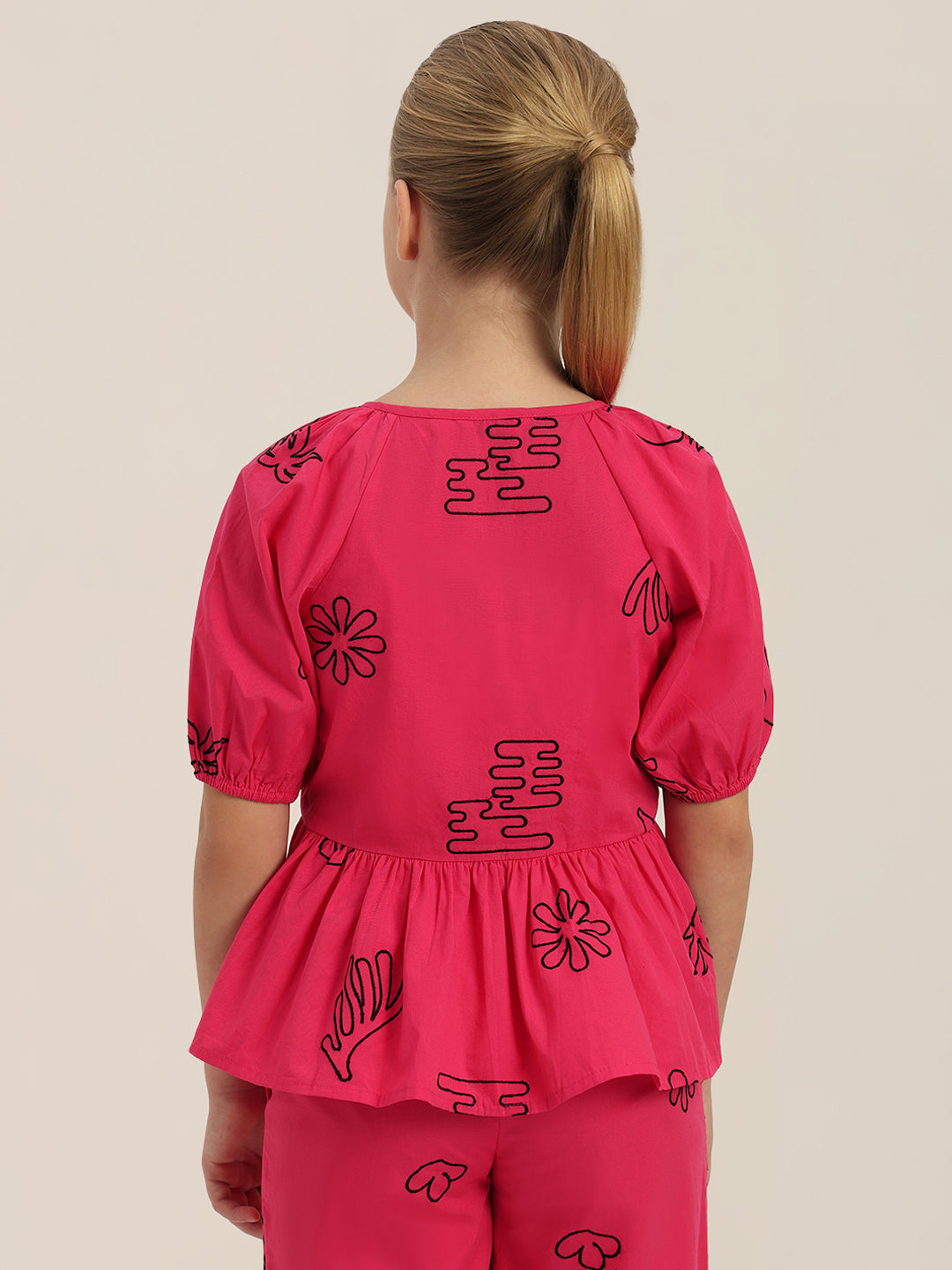 GIRL Printed Peplum Top