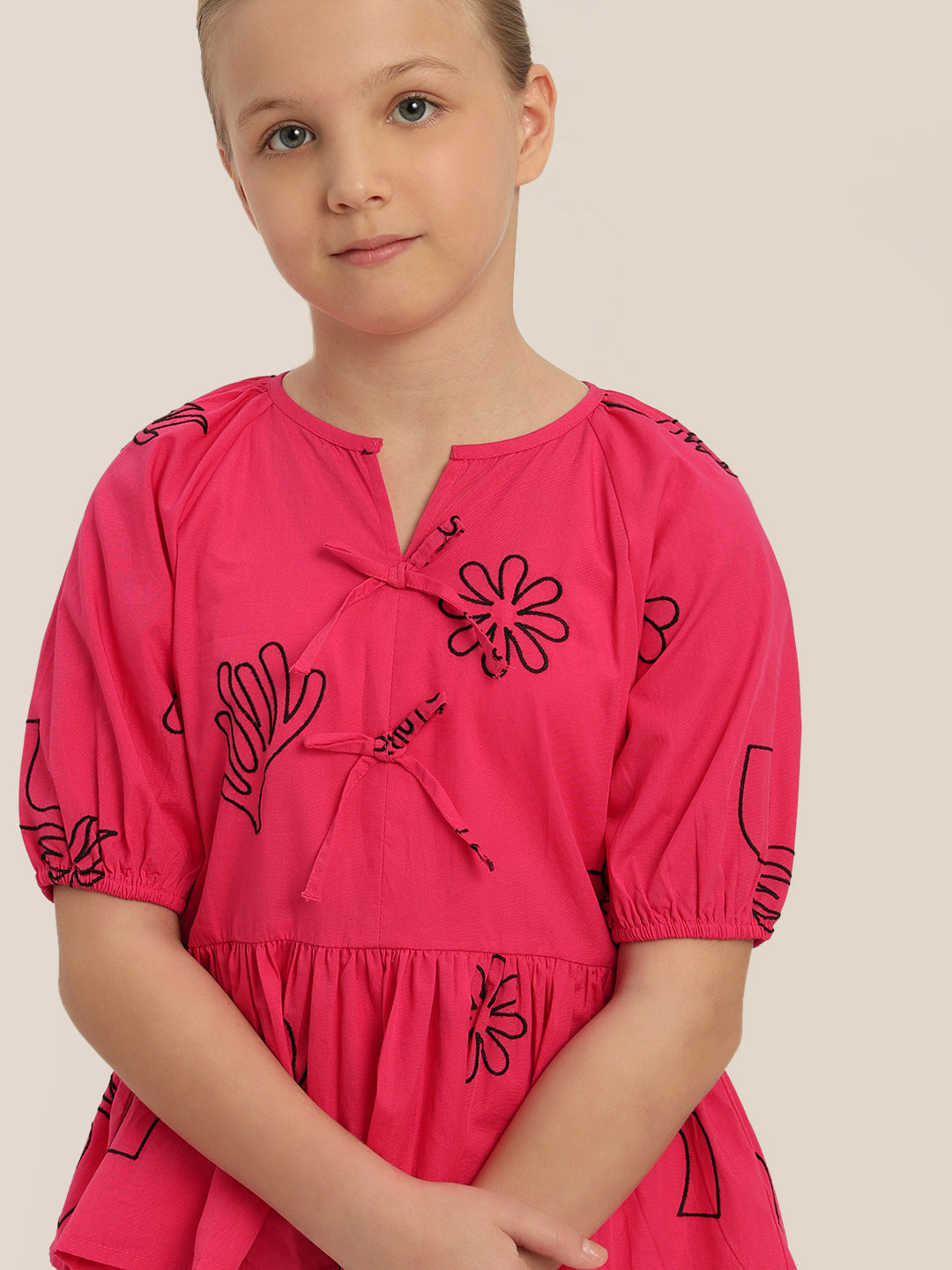 GIRL Printed Peplum Top