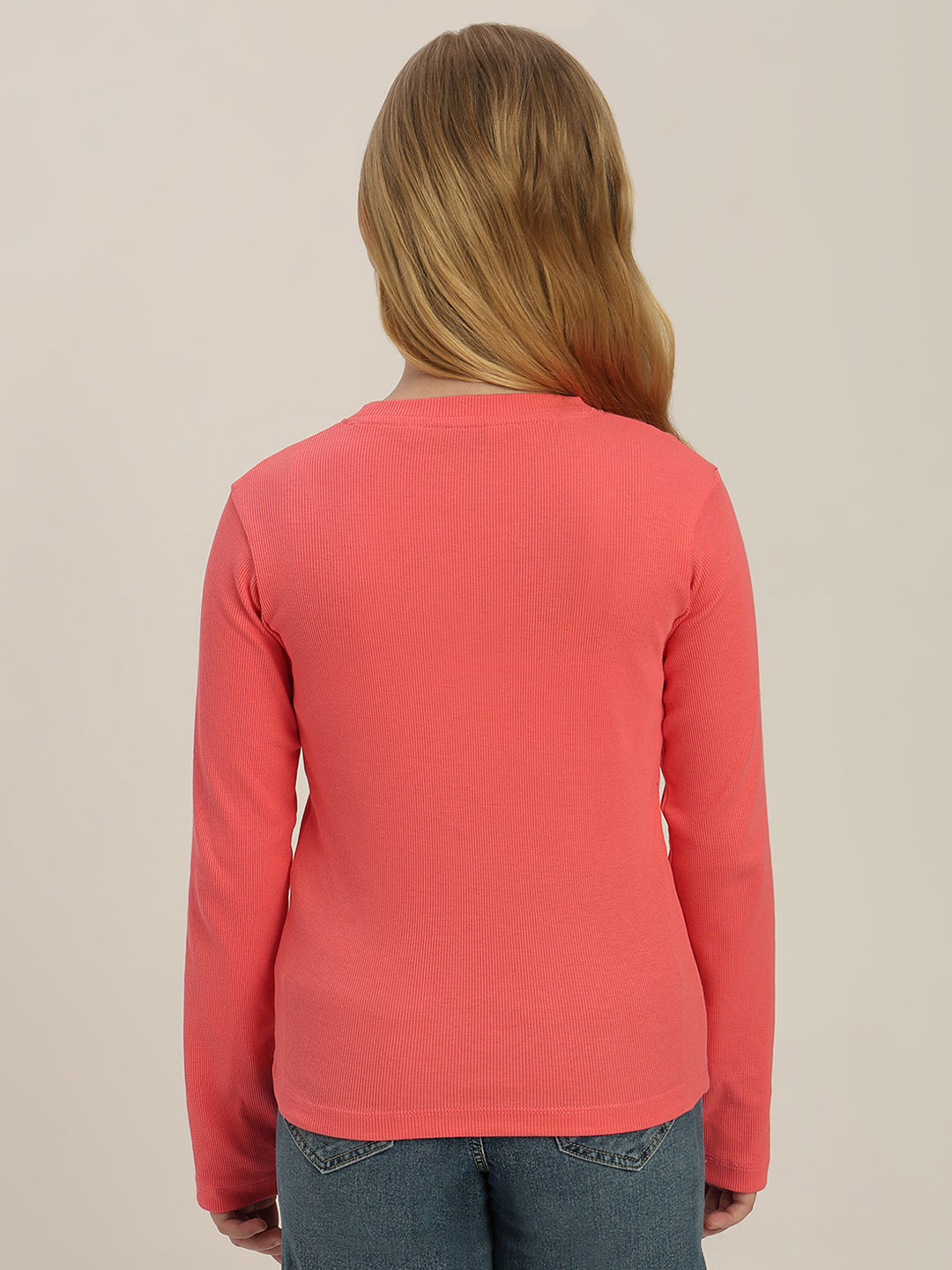 GIRLS Coral Pink Logo Print Top
