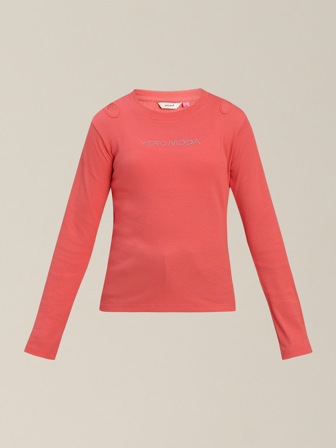 GIRLS Coral Pink Logo Print Top
