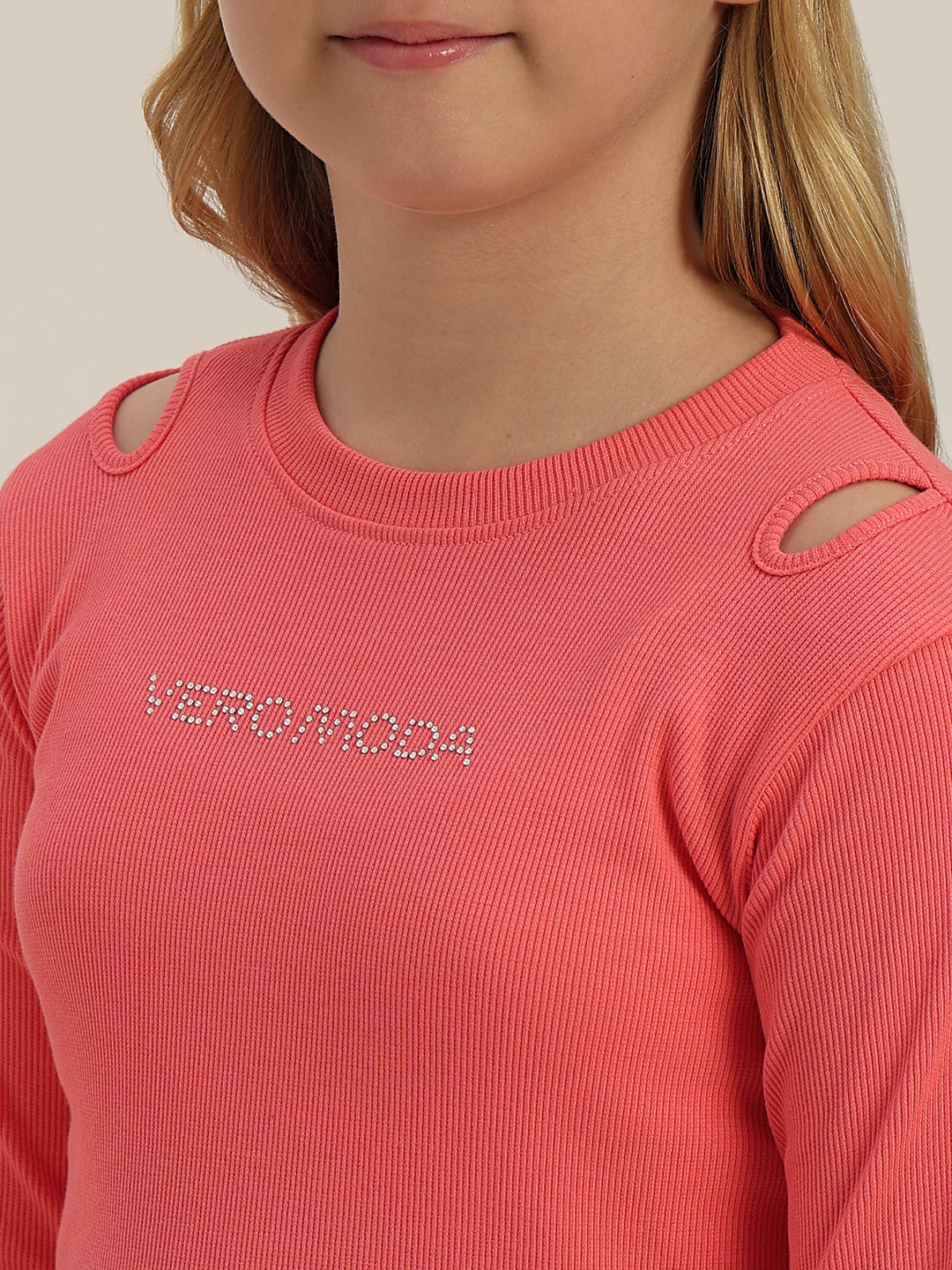 GIRLS Coral Pink Logo Print Top