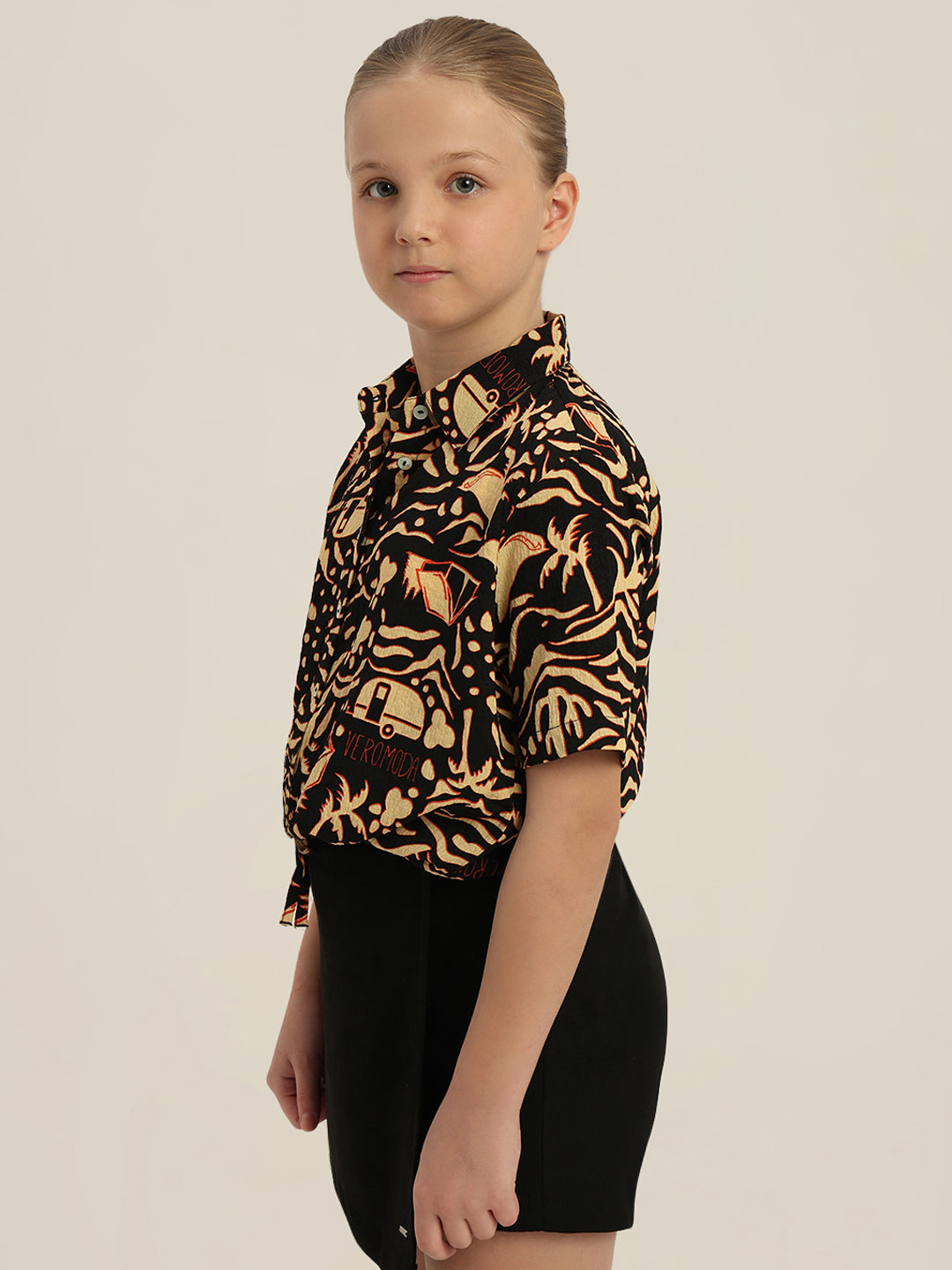 GIRLS Printed Tie Waist Shirt