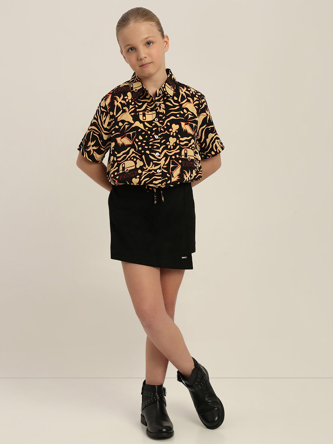 GIRLS Printed Tie Waist Shirt