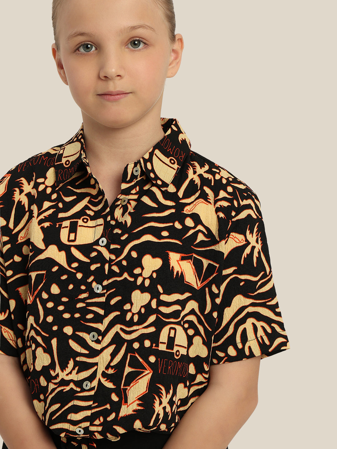 GIRLS Printed Tie Waist Shirt