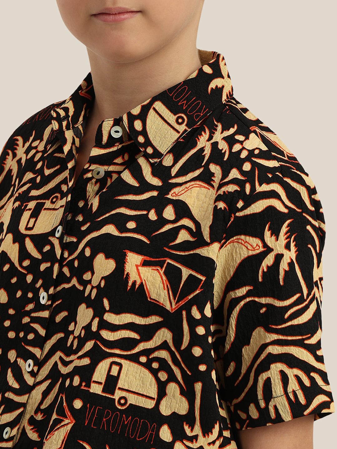 GIRLS Printed Tie Waist Shirt