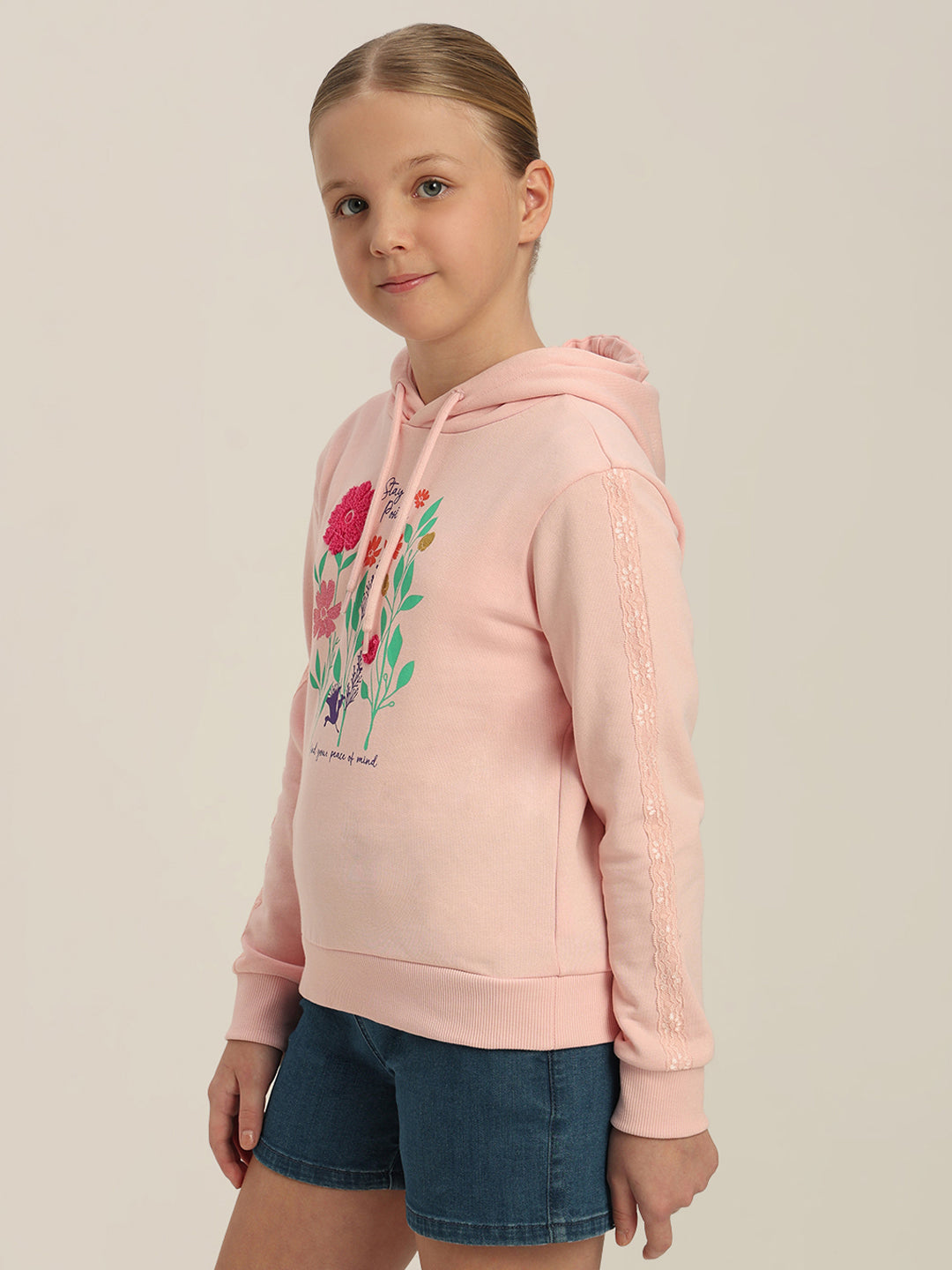 GIRLS Blush Pink Floral Hoodie