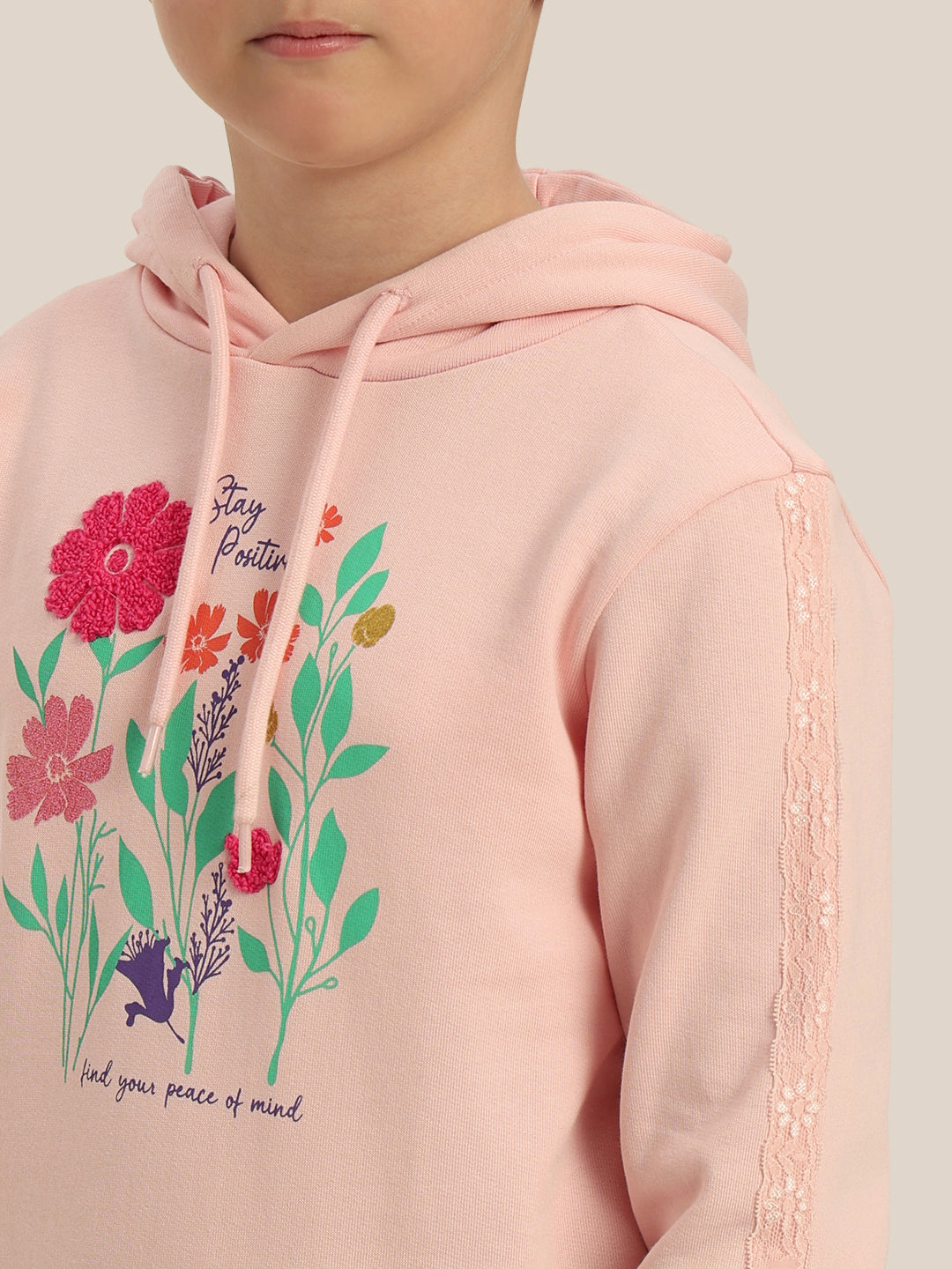 GIRLS Blush Pink Floral Hoodie