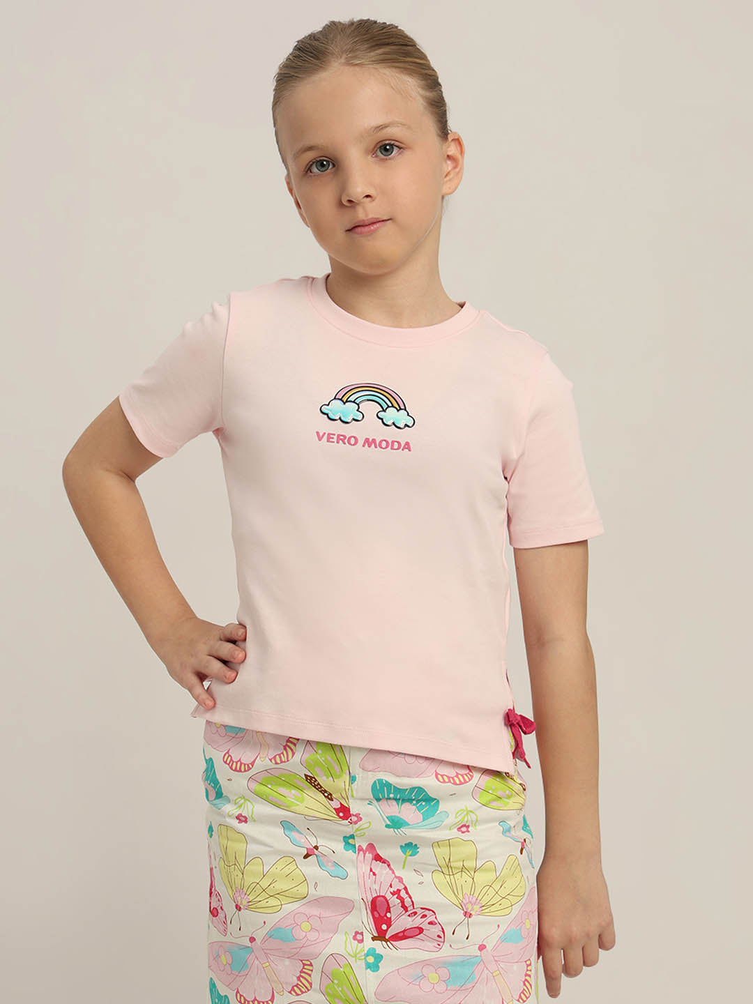 GIRLS Pink Cotton T-shirt