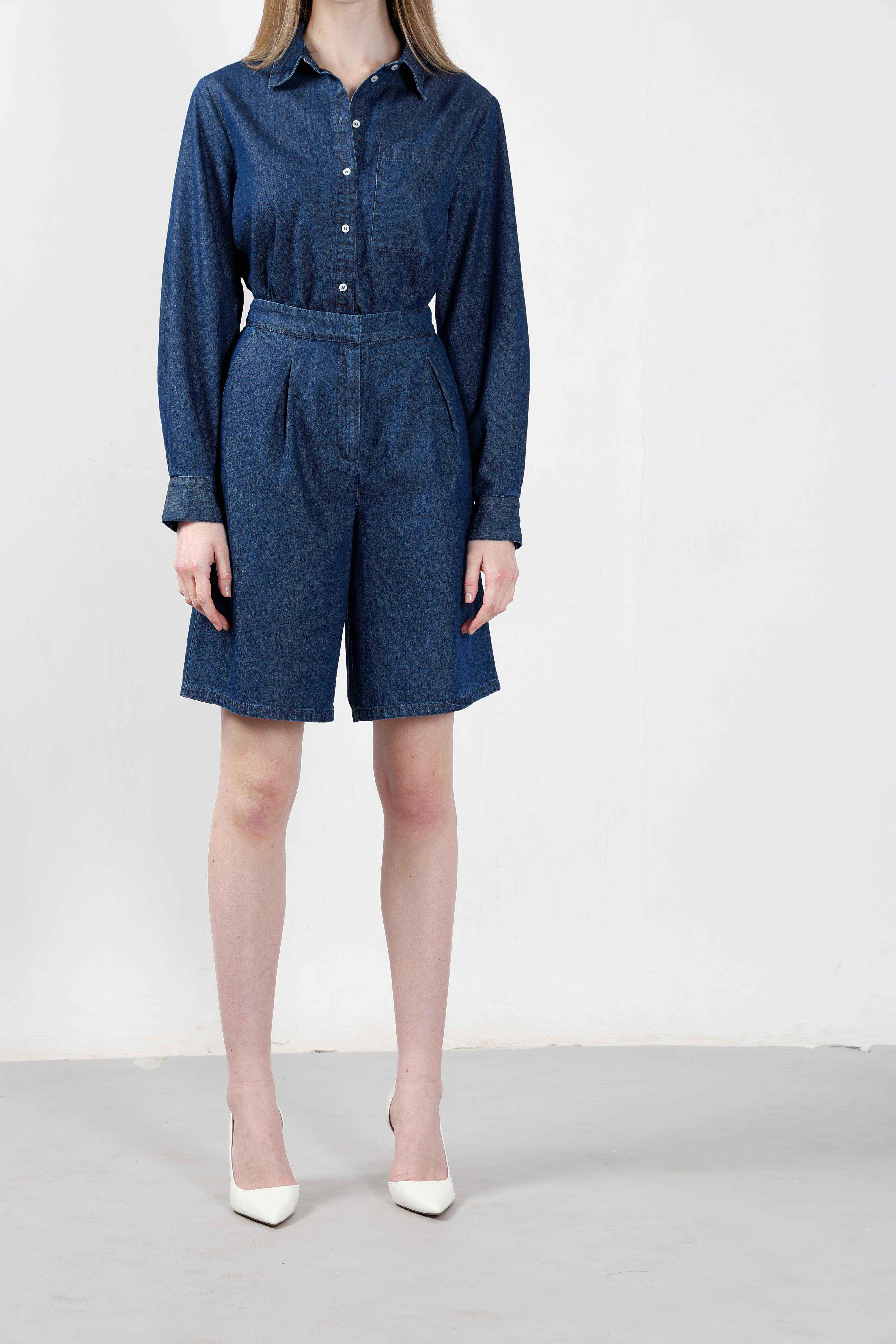 Vero Moda Dark Blue Bermuda Denim Shorts