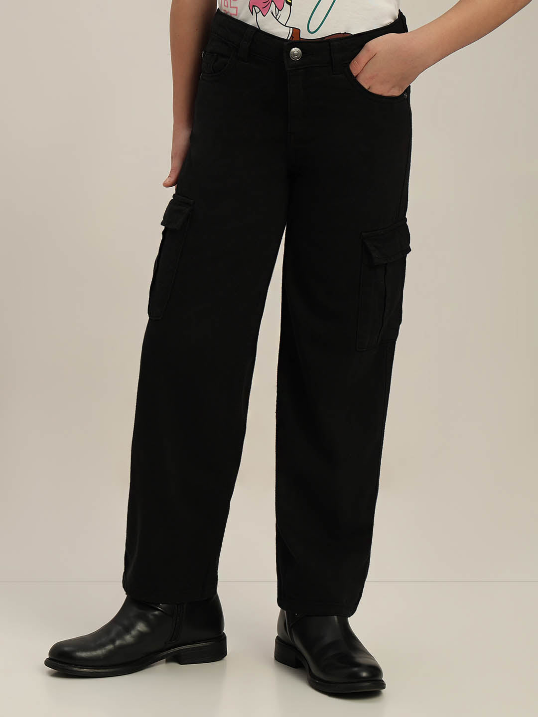 GIRLS Mid Rise Wide Leg Cargos