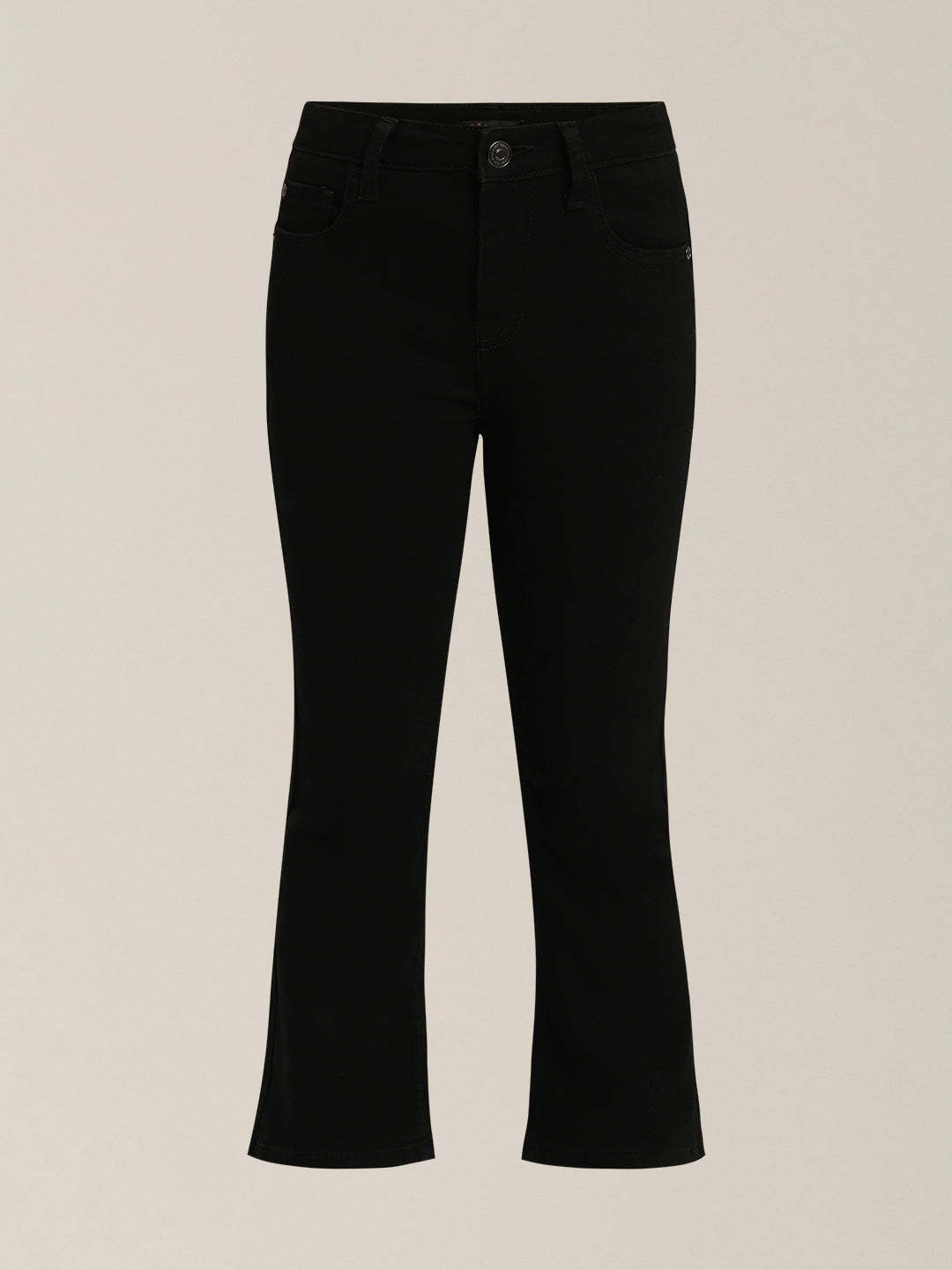 Girls Black Cotton Flared Jeans