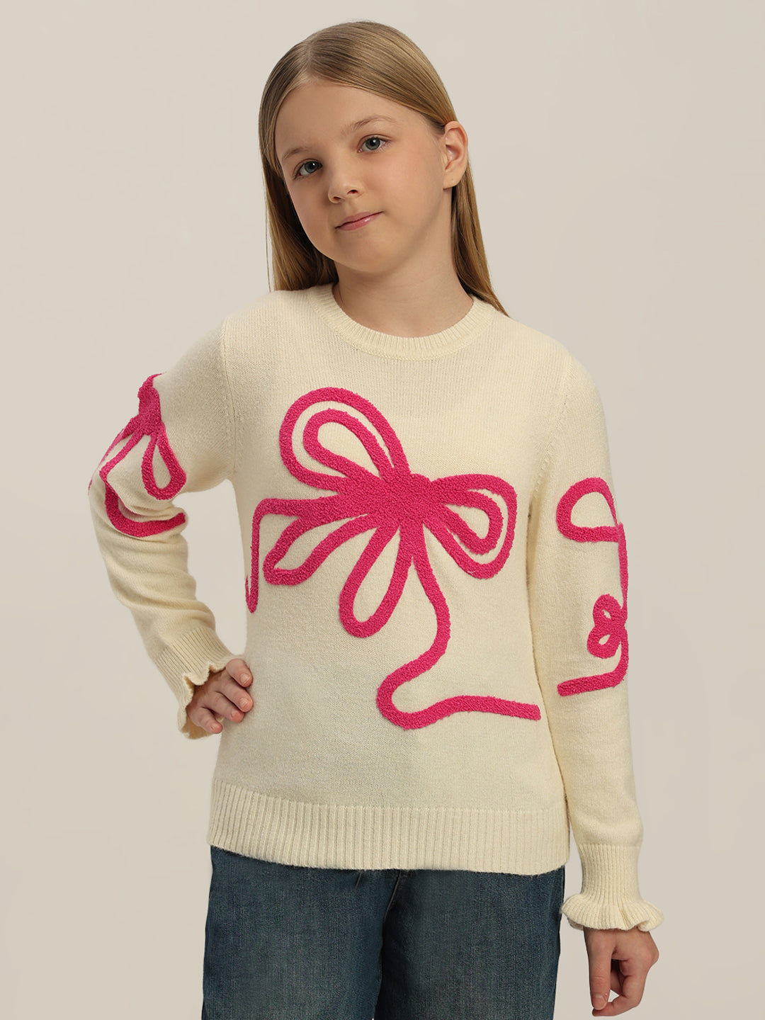 GIRL Pink Bow Detail Sweater