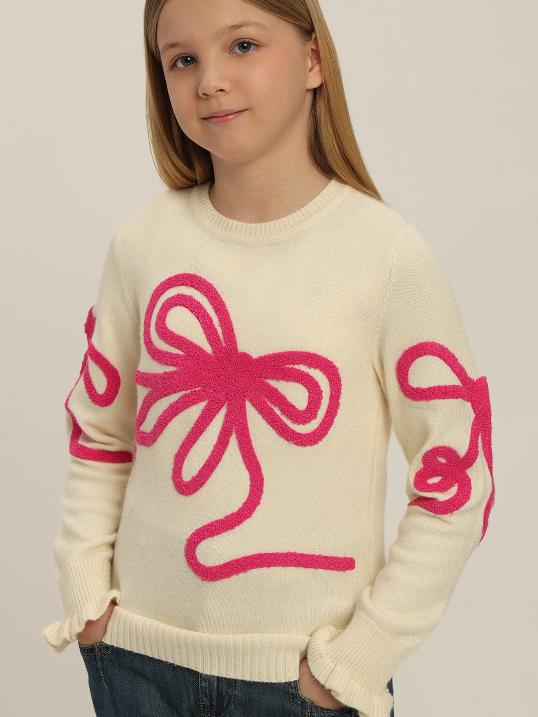 GIRL Pink Bow Detail Sweater
