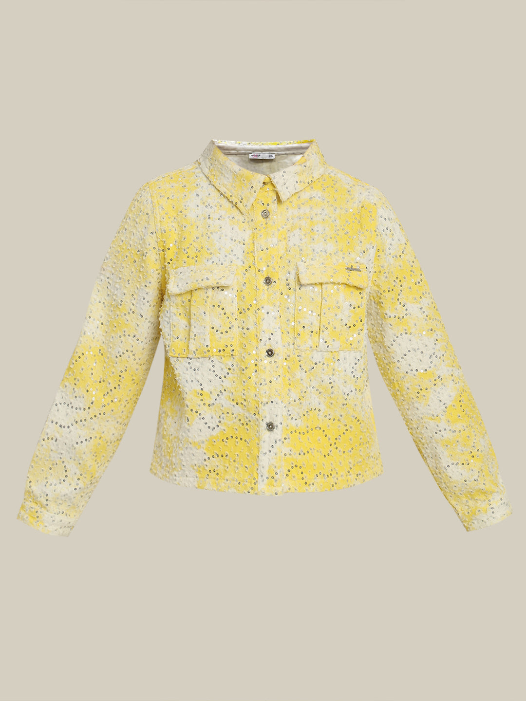 GIRLS Yellow Lace Embellished Shirt