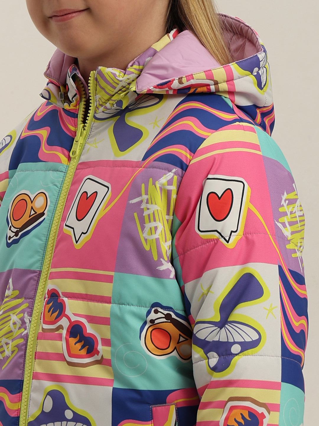 GIRL Printed Hooded Puffer Jacket