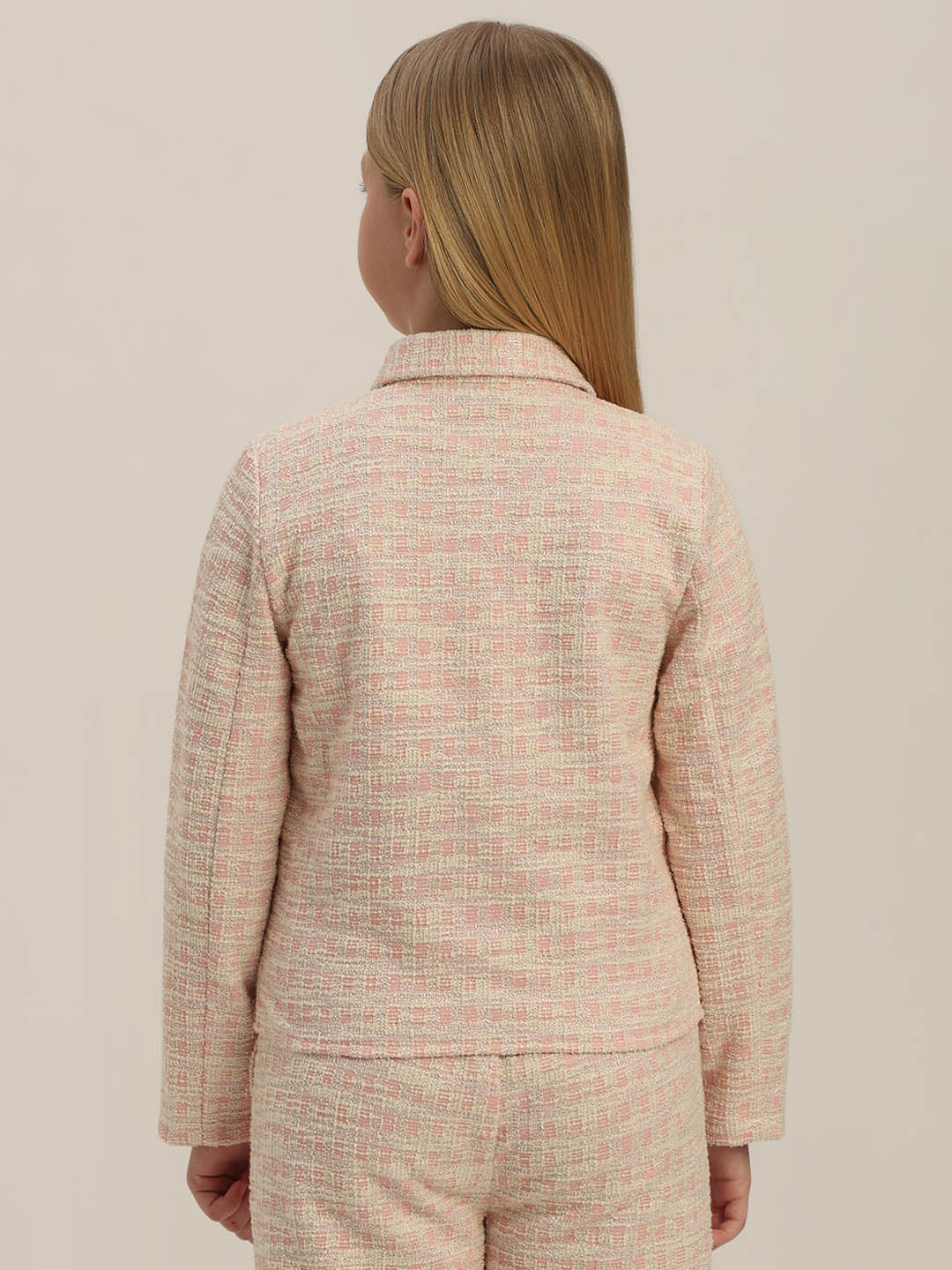 GIRLS Light Pink Tweed Jacket