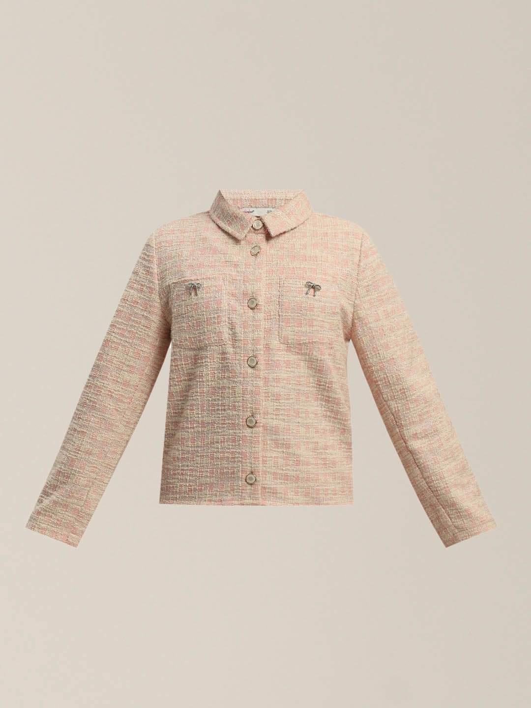 GIRLS Light Pink Tweed Jacket