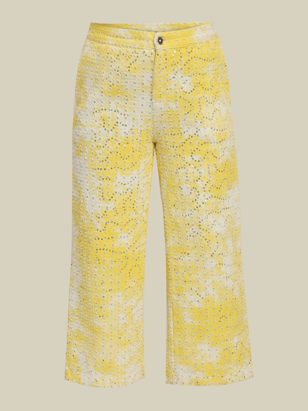 GIRLS Yellow Embellished Cotton Pants