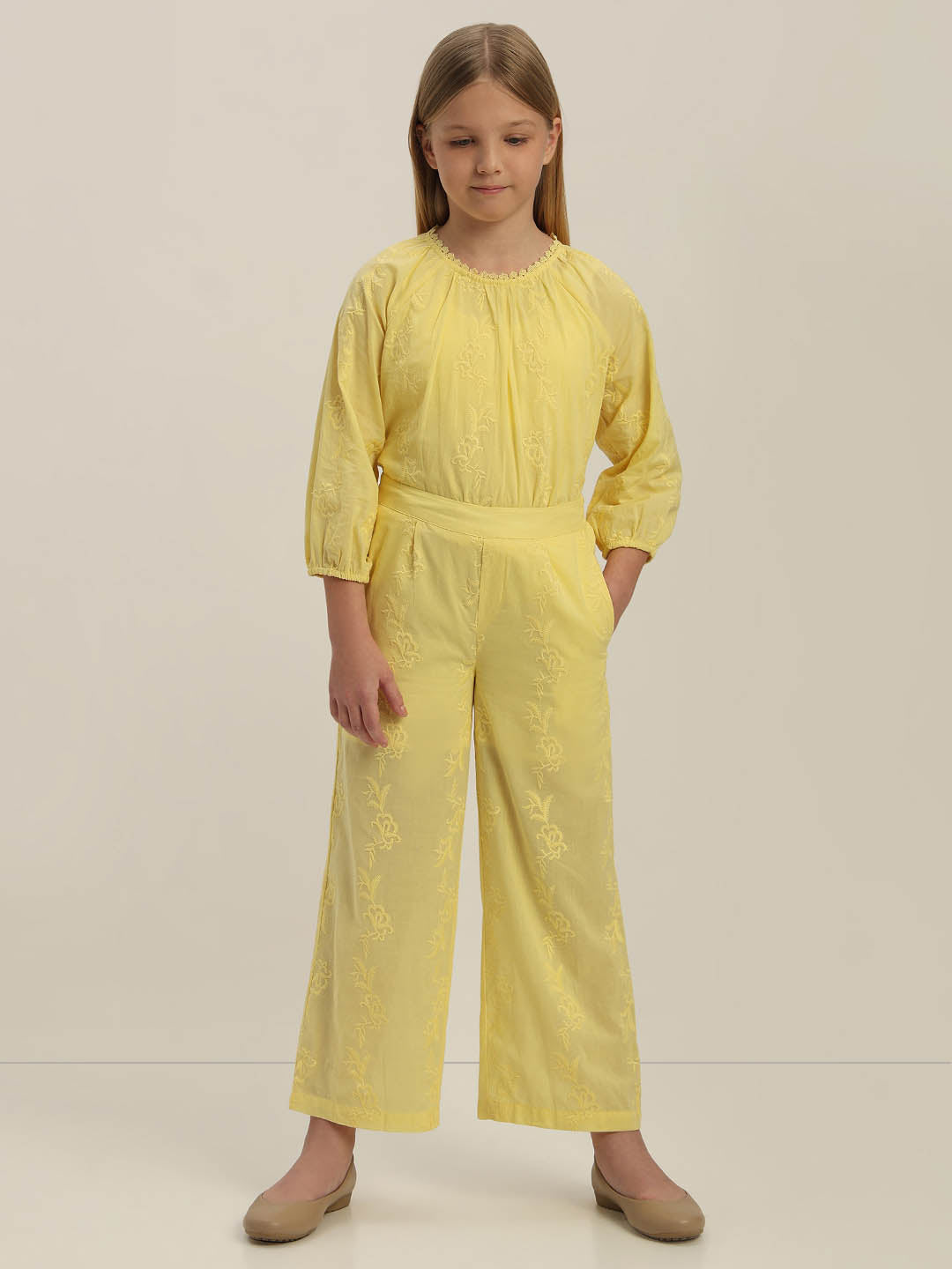 GIRLS Yellow Cotton Pants