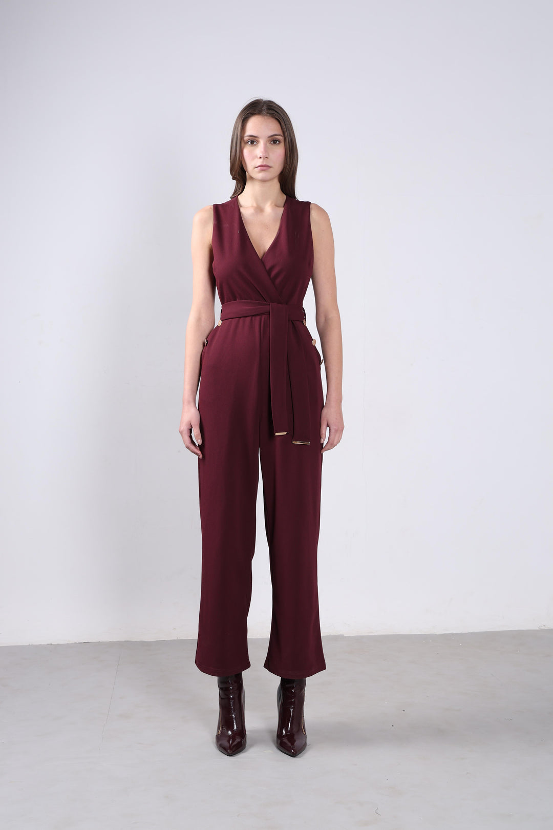 Vero Moda Maroon V Neck Jumpsuit