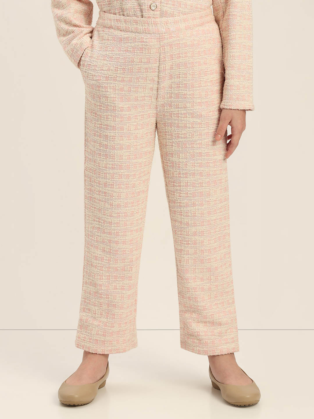 GIRLS Light Pink Tweed Pants