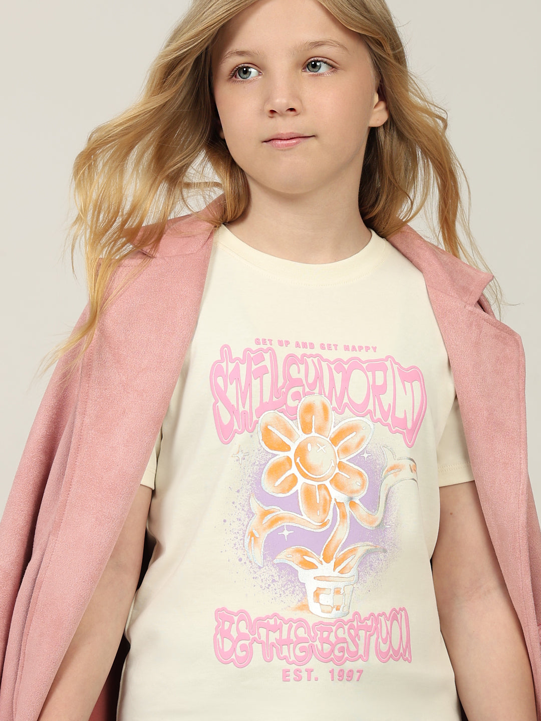 GIRLS Smiley World Printed T-shirt