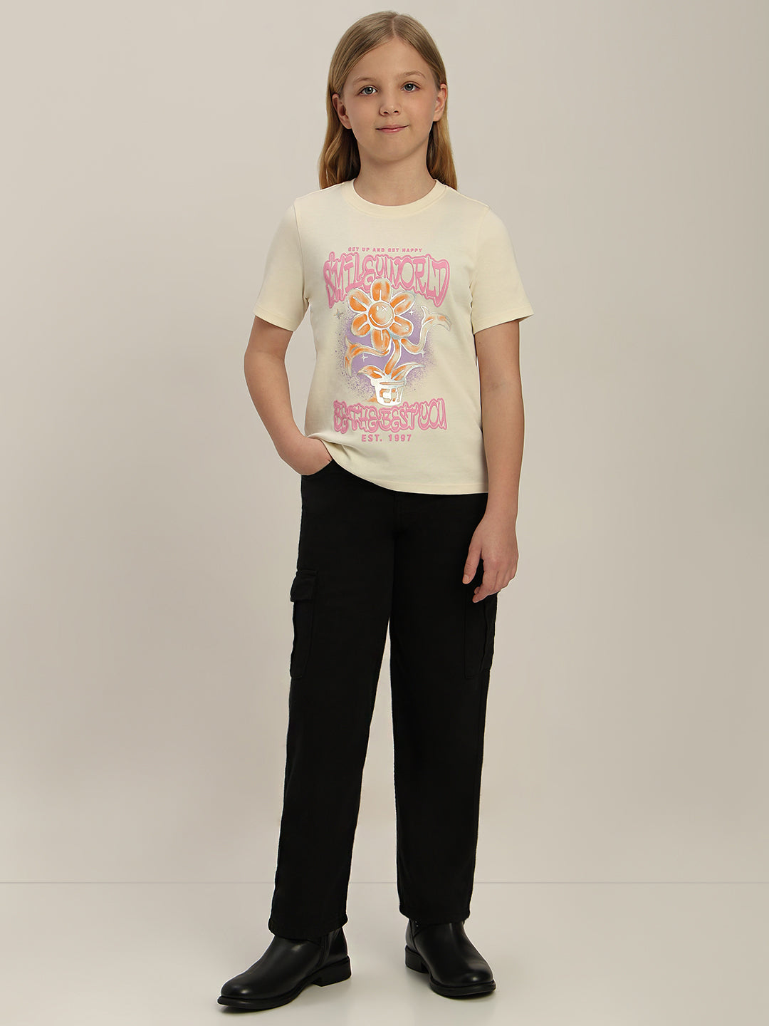 GIRLS Smiley World Printed T-shirt