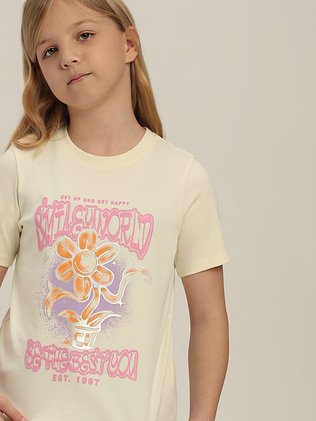 GIRLS Smiley World Printed T-shirt