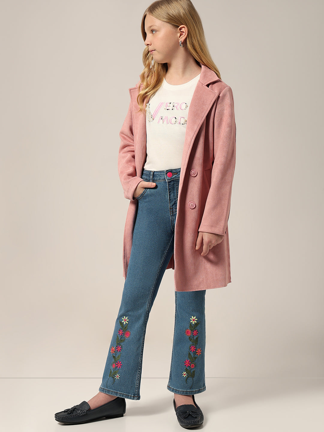 GIRLS Floral Embroidered Bootcut Jeans