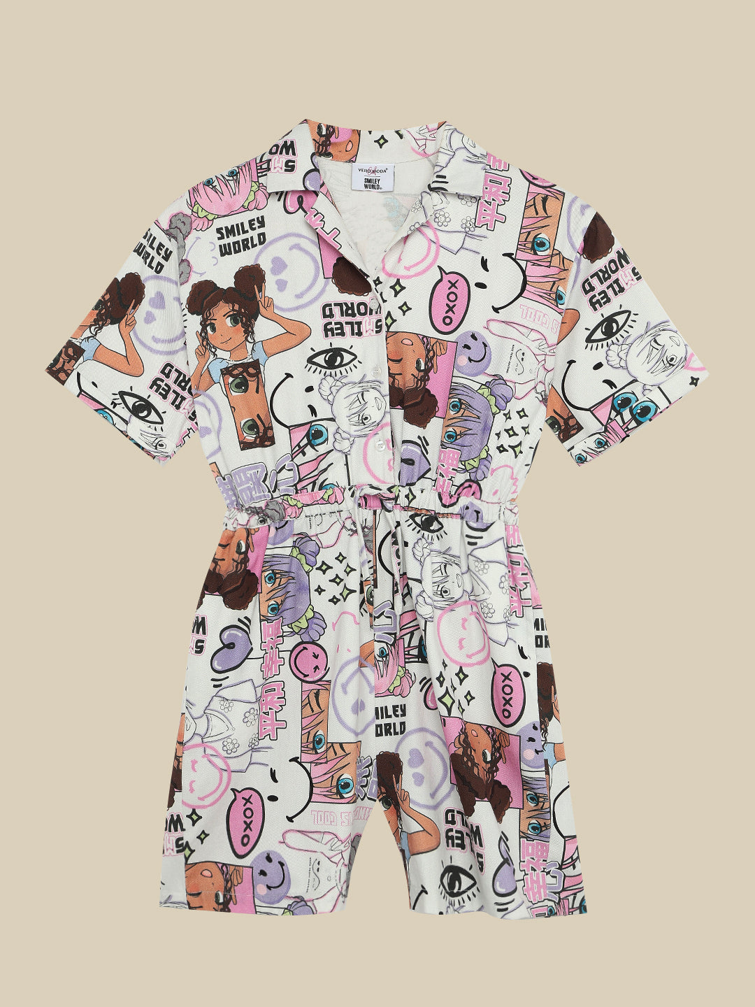 Girls Multi-Colour Graphic Print Dress