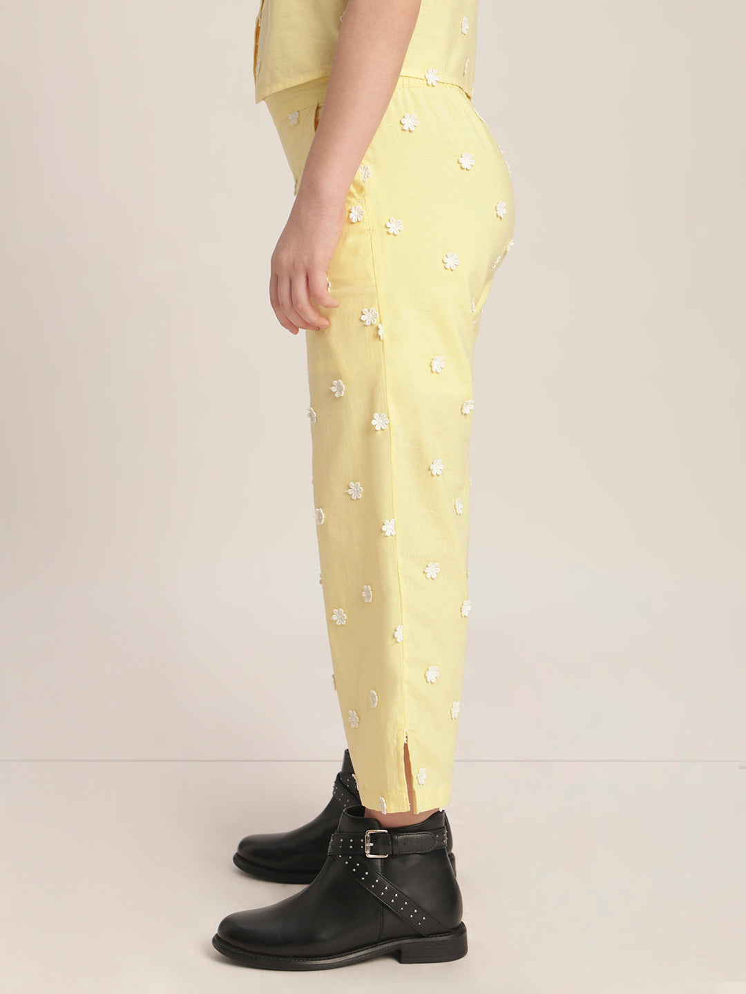 Girls Floral Embroidered Pants