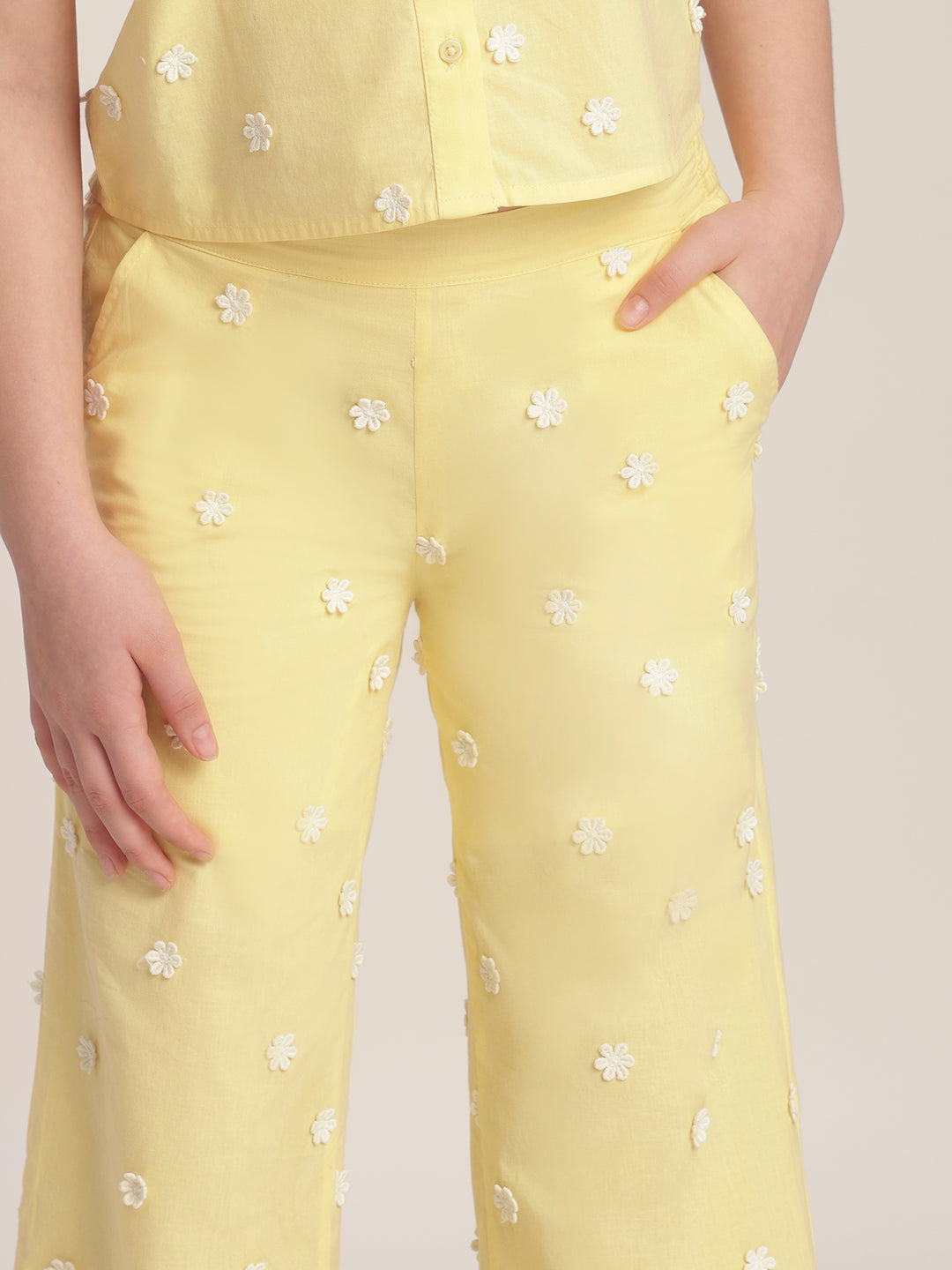 Girls Floral Embroidered Pants