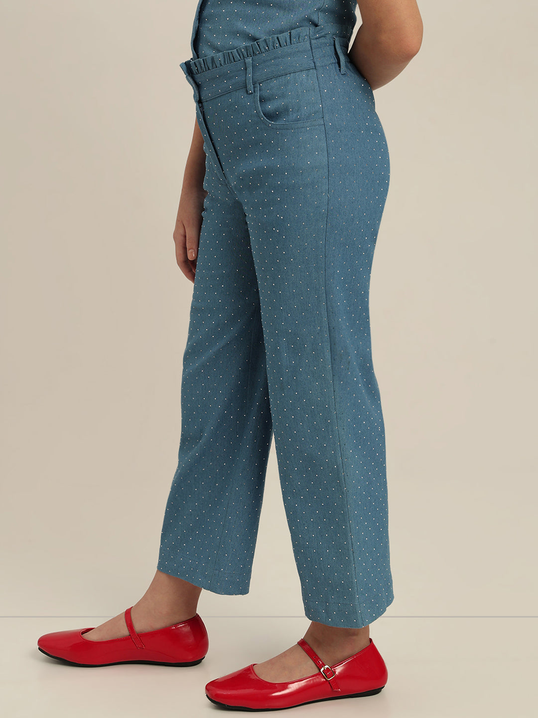 GIRL Blue Embellished Wide Leg Pants