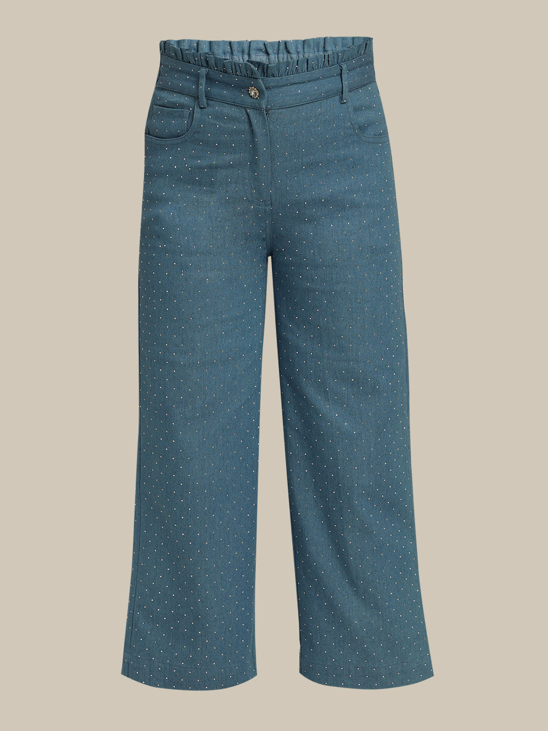 GIRL Blue Embellished Wide Leg Pants