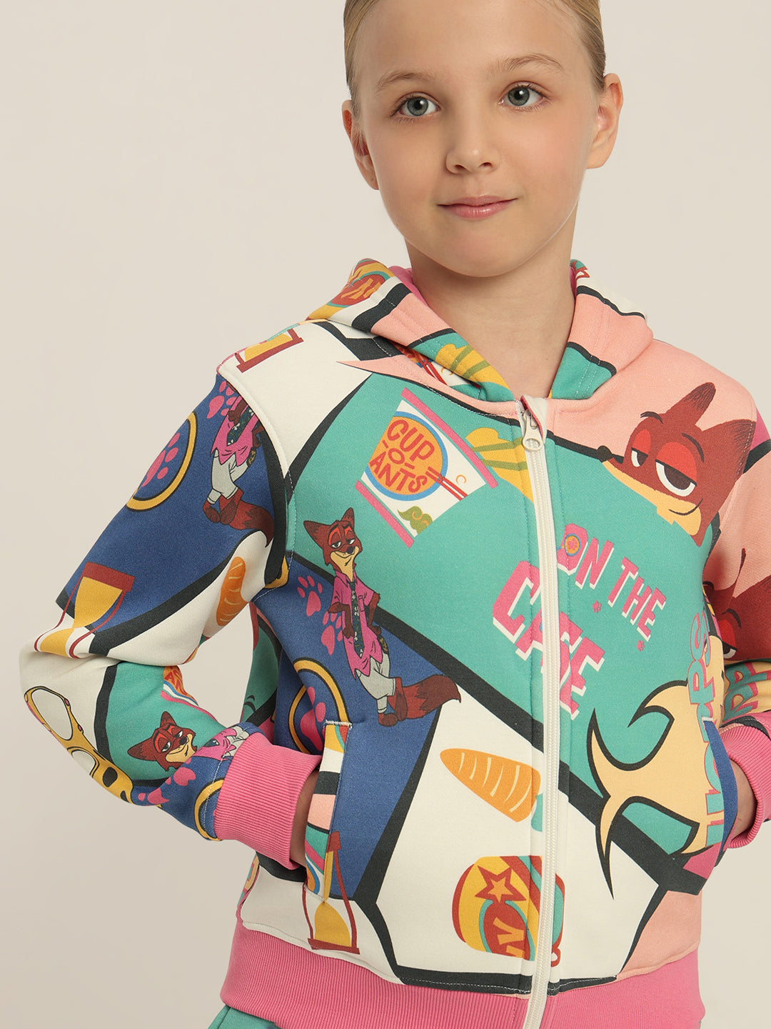 GIRLS Green Zootopia Printed Hoodie