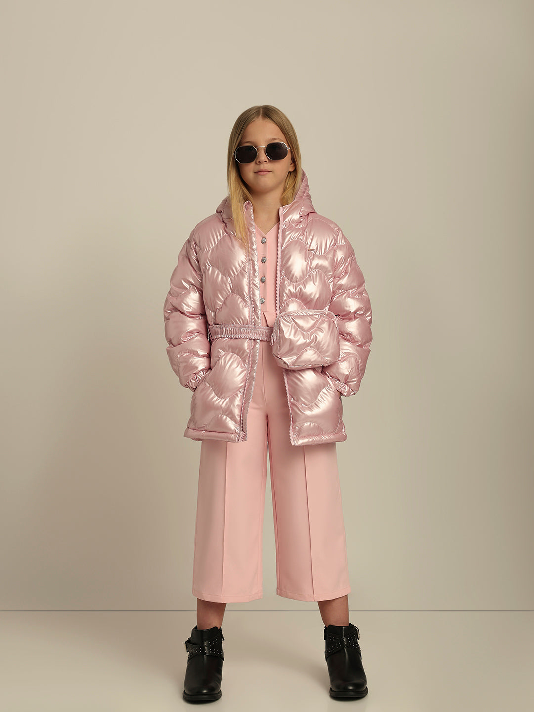 Girls Pink Quilted Puffer Jacket
