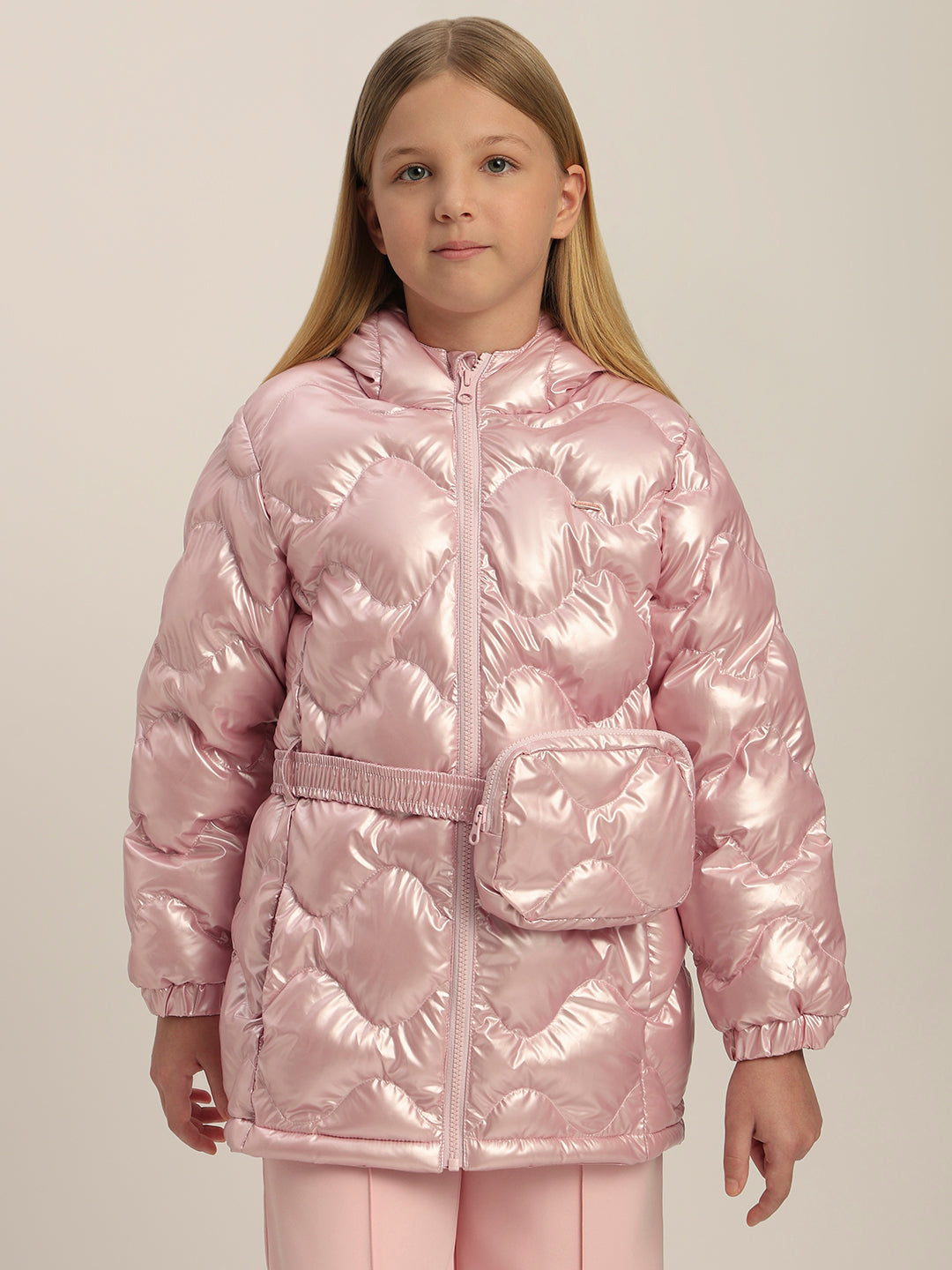 Girls Pink Quilted Puffer Jacket