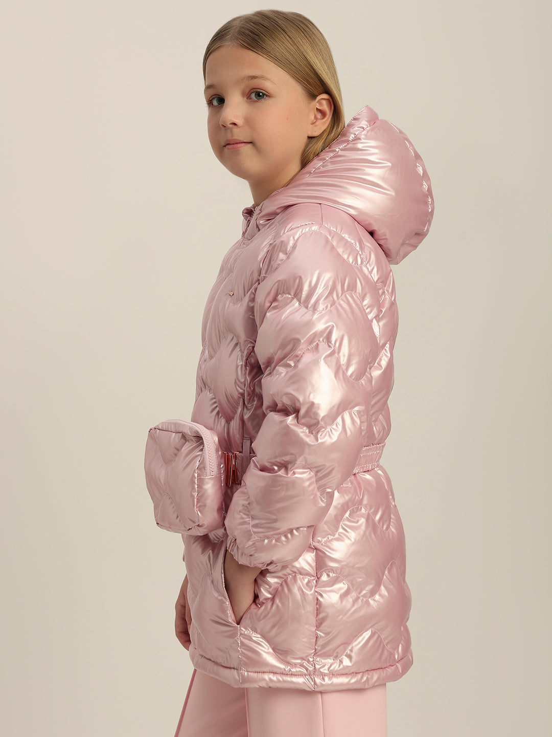 Girls Pink Quilted Puffer Jacket