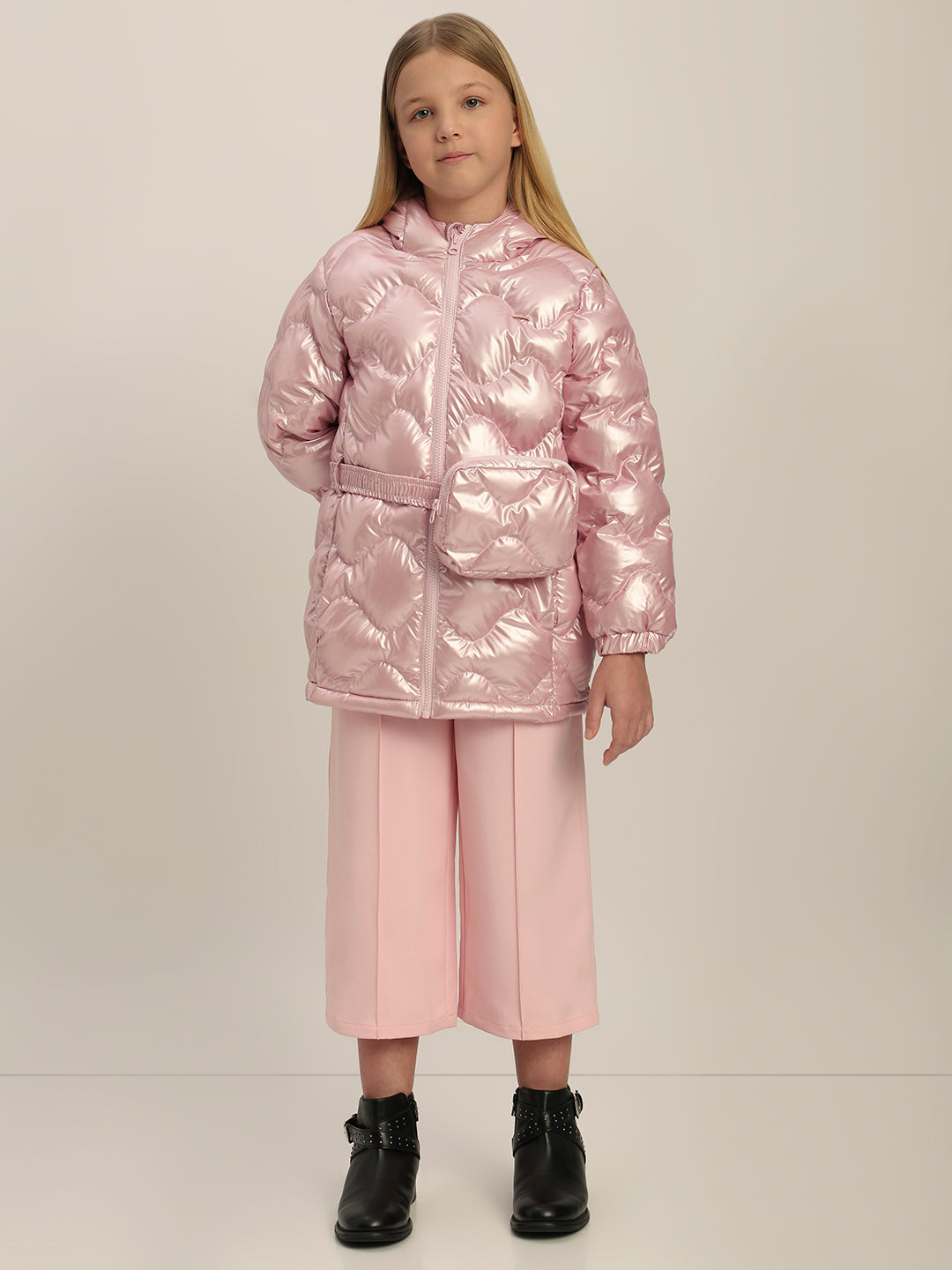 Girls Pink Quilted Puffer Jacket