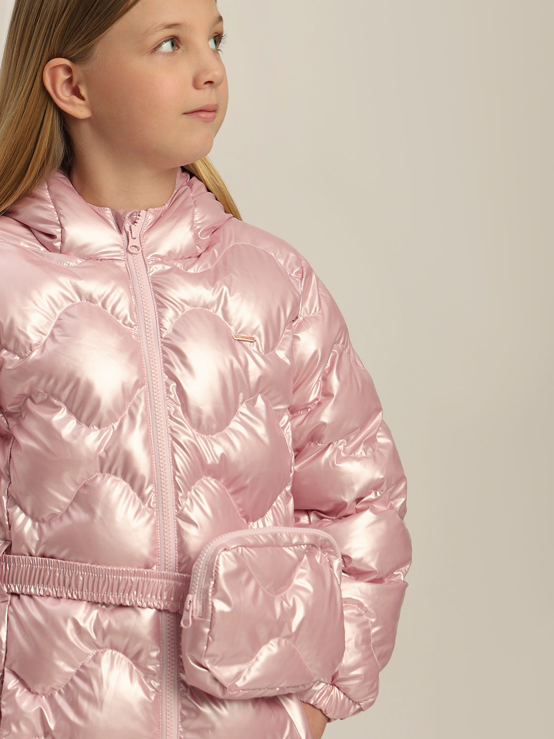 Girls Pink Quilted Puffer Jacket